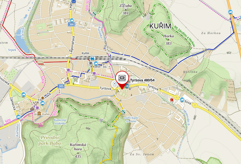 Mapa s polohou Padel Kuřim